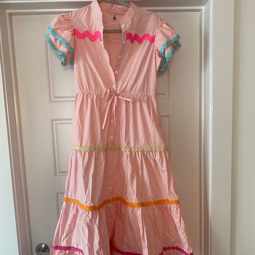 Celia B maxi mock neck dress, pink, SMALL